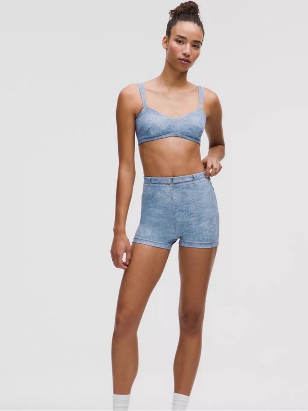 Lululemon Everlux Denim-Print Sweetheart Bra